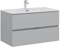 Тумба под раковину Aquanet Алвита New 90 2 ящика, серая, 00303922