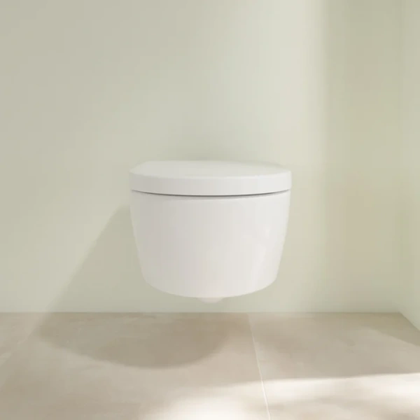 унитаз villeroy&boch avento 5656hrr1 подвесной, с сиденьем микролифт, с покрытием ceramicplus, белый
