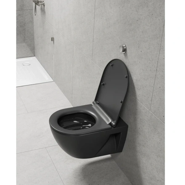 унитаз подвесной безободковый gsi pura 880726 swirlflush, без сиденья, черный матовый