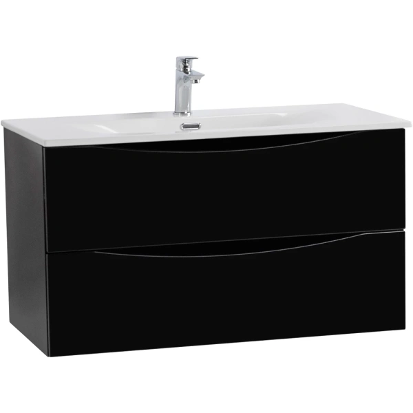 тумба под раковину belbagno marino nero lucido marino-cer-n-1000-2c-so-nl-p 99,6 см, подвесная, черный глянец