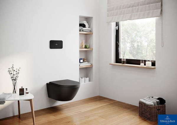 унитаз villeroy & boch subway 2.0 5614r0r7 подвесной, безободковый, pure black с покрытием ceramicplus